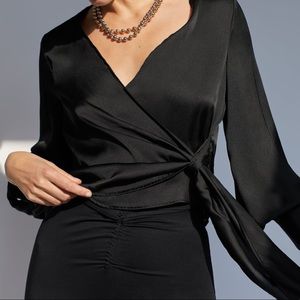 Satin Effect Wrap Top